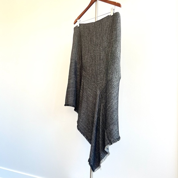 Anne Klein Black & White Tweed Asymmetrical Fringe Midi/Maxi Skirt Size 16 - Picture 2 of 12
